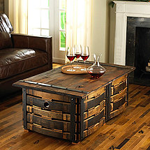 Hand-Crafted Wine Barrel Stave Coffee Table