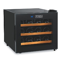 Wine Enthusiast Silent 12 Bottle Touchscreen Wine Refrigerator (Wood Front Shelves)