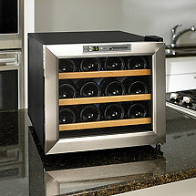 Wine Enthusiast Silent 12 Bottle Wine Refrigerator (Stainless Steel Trim Door) (Wood Front Shelves)
