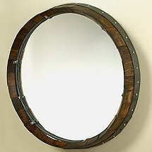 Reclaimed Barrel Head Mirror