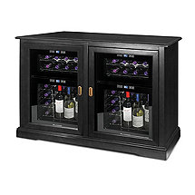 Siena Mezzo Wine Credenza (Nero) and Two 24 Bottle Touchscreen Wine Refrigerator