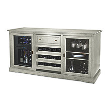 Siena Wine Credenza (Distressed Gray) with 24 Bottle Touchscreen Wine Refrigerator