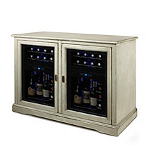 Siena Mezzo Wine Credenza (Distressed Gray) and Two 24 Bottle Touchscreen Wine Refrigerators