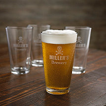 Personalized Skull & Crossbones Beer Glasses (Set of 4)