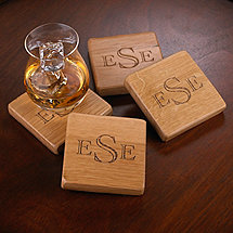 Monogrammed Reclaimed Barrel Stave Coasters (Set of 4)
