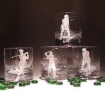 Etched Golf Whiskey Glasses (Set of 4)