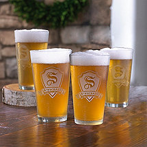 Personalized Shield Pint Glasses (Set of 4)
