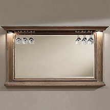 Riviera Bar Mirror Weathered Oak with Wine Glass Rack