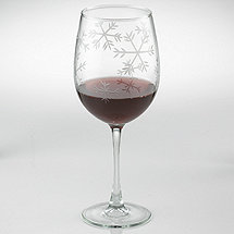 Etched Snowflake Stemmed Wine Glasses (Set of 4)