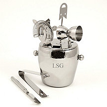 Monogrammed Bey-Berk Stainless Steel Seven Piece Ice Bucket Set