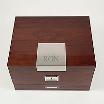 Monogrammed Bey-Berk Walnut Cedar-Lined Wooden Humidor
