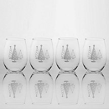 Etched Christmas Tree Stemless Tumblers (Set of 4)