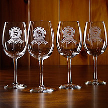 Personalized Shield Wine Glasses (Set of 4)