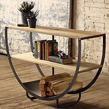 Industrial Demilune Console with Shelves