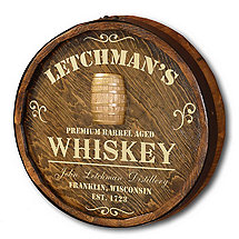 Personalized Quarter Barrel Head with Whiskey Barrel Relief