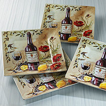 Tuscan Poppies Melamine Appetizer Plates (Set of 4)