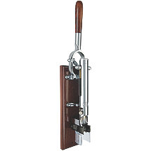 BOJ Wall Mounted Corkscrew with Wood Backing (Chrome)