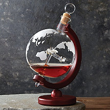 Globe Whiskey Decanter with Antique Plane