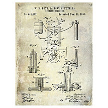 1890 Bottling Machine Patent Giclee Print on Canvas