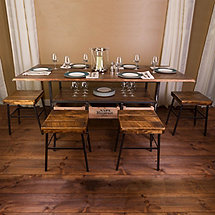 Vino Vintage Farm Style Dining Table with 4 Cellar Stools