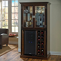 Firenze Wine and Spirits Armoire Bar with 32 Bottle Touchscreen Wine Refrigerator