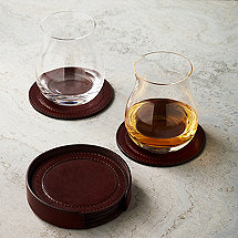 Leather Coasters and Stand (Set of 6)
