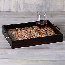 DIY Wine Cork Serving Tray with Antique Brass Handles