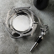 Antler Wine Bottle Coaster and Stopper Gift Set