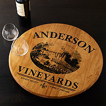 Personalized Barrel Head Lazy Susan with Vineyard Graphic
