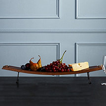 Reclaimed Wine Barrel Stave Server with Iron Feet