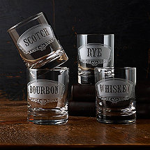 Old Fashioned Deep Etched Whiskey Glasses (Set of 4)