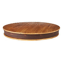 Heritage Wine Barrel Lazy Susan with Leather Trim