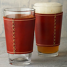 Beer Glasses with Leather Wrap (Set of 2)