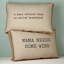 Wine-Themed Accent Pillows Mama and Breakfast (Set of 2)