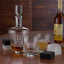 Personalized Highlands Five Piece Whiskey Decanter, Glasses & Ice Molds Set