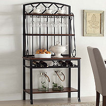 Wine and Stem Bakers Rack Side Board