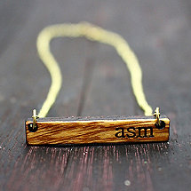 Monogrammed Reclaimed Bourbon Barrel Necklace