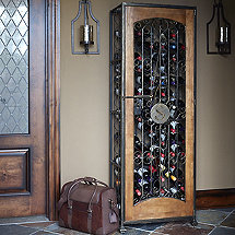 Personalized 96-Bottle Antiqued Steel and Wooden Accent Wine Jail