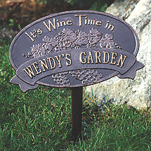 Personalized 'Wine Time' Garden Plaque