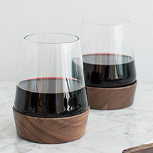 Wine Tumbler with Wood Base