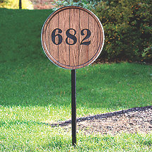 Barrel Head House Marker with Ground Stake