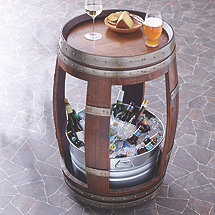 Reclaimed Wine Barrel Table with Chiller