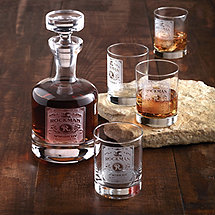 Personalized Etched Whiskey Label Decanter and Glasses Set