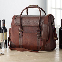 6-Bottle Leather Weekender Wine Bag