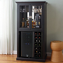 Firenze Wine and Spirits Armoire Bar with 32 Bottle Touchscreen Wine Refrigerator (Nero)
