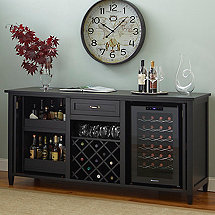 Firenze Wine and Spirits Credenza with 28 Bottle Touchscreen Wine Refrigerator (Nero)