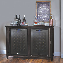 Firenze Mezzo Wine and Spirits Credenza with Two 28 Bottle Touchscreen Wine Refrigerators (Nero)