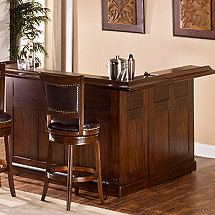 Classic Wrap Around Home Bar (Brown Cherry Finish)