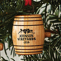 Personalized Mini Wine Barrel Ornament 2016
