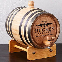 Personalized Mini Oak Barrel with Wine Graphic